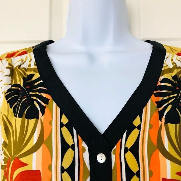 NWOT Ruby Road Palm Leaves Tie Front Blouse - Picture 4 of 16